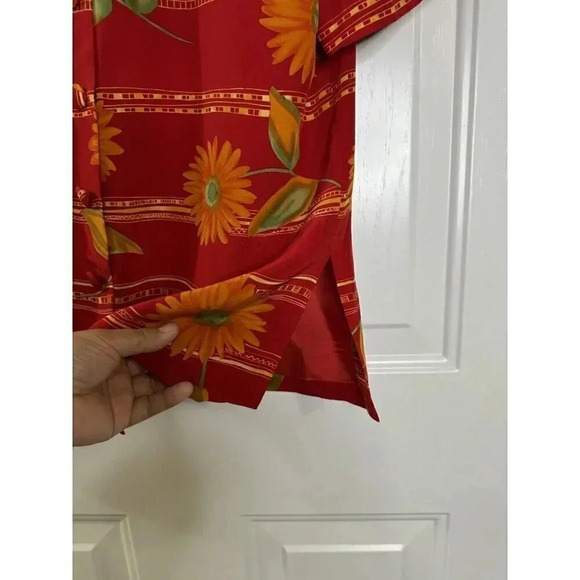 SPENSER JEREMY Womens 100% Silk Red Maxi Dress Button Up 2pc Set Daisy Sz 10 - Picture 7 of 12